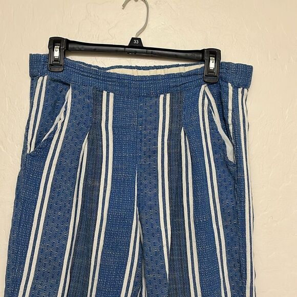 Ace & Jig Atlantic Blue White Stripe Boho Cropped Contemporary Pull-On Pants - Picture 7 of 10